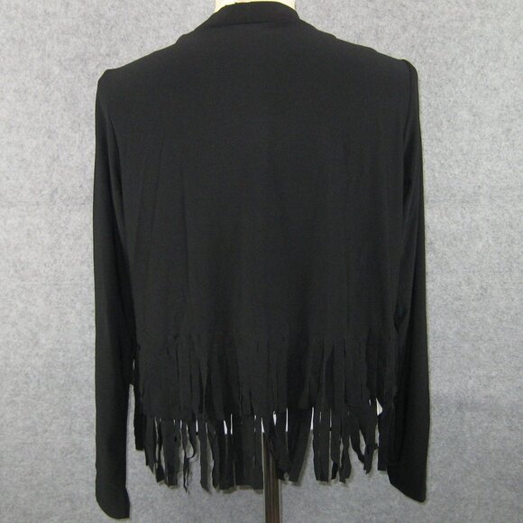 Attitudes by Renee Black Como Jersey Fringe Jacket M NWT - Picture 4 of 7